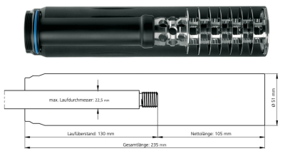 ERA Silencer Schalldämpfer SOB2S, mit M18x1_2