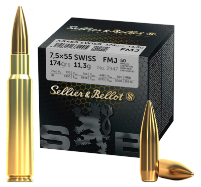 Sellier&Bellot Kugelpatrone 7.5x55swiss, FMJ 174gr_1