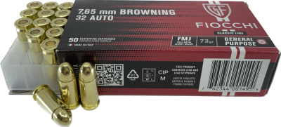 Fiocchi FFW cartridge 7.65mm Brow. .32 Auto FMJ_2