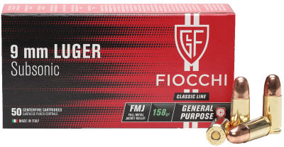 Fiocchi FFW cartridge 9mmLuger FMJ subsonic 158grs_1