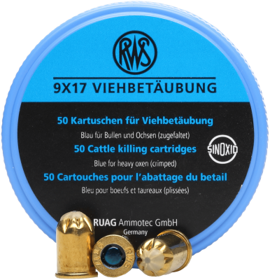 RWS Schlachtpatronen 9mm, Blau für Ochsen_1