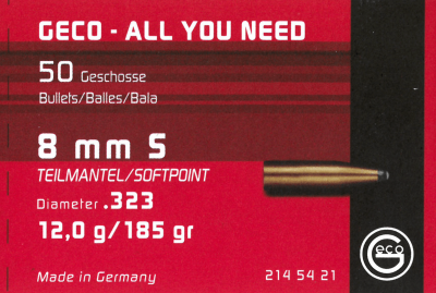 Geco Geschosse 8mmS [.323], Teilmantel 185gr/12g_1