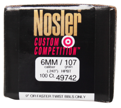 Nosler Geschosse 6mm, CC HPBT 107gr (100Pcs.)_1