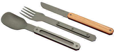 Akinod 12H34 Cutlery set Titanium, Olive wood_2