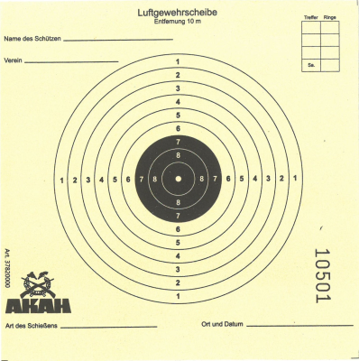 Akah Luftgewehrscheiben mit 10 Ringen 12x12cm_1