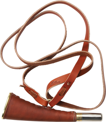 Corne gainées avec lanière cuir marron, 16 cm_1