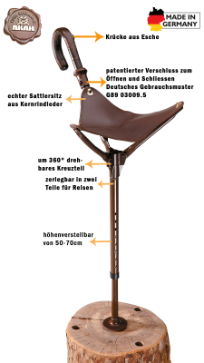 AKAH Jagdsitzstock, verstellbare Sitzhöhe  50-70cm_1